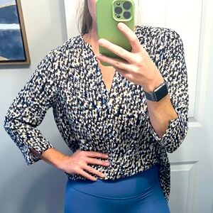 SMYTHE Speckled Multicolor V Neck Blouse